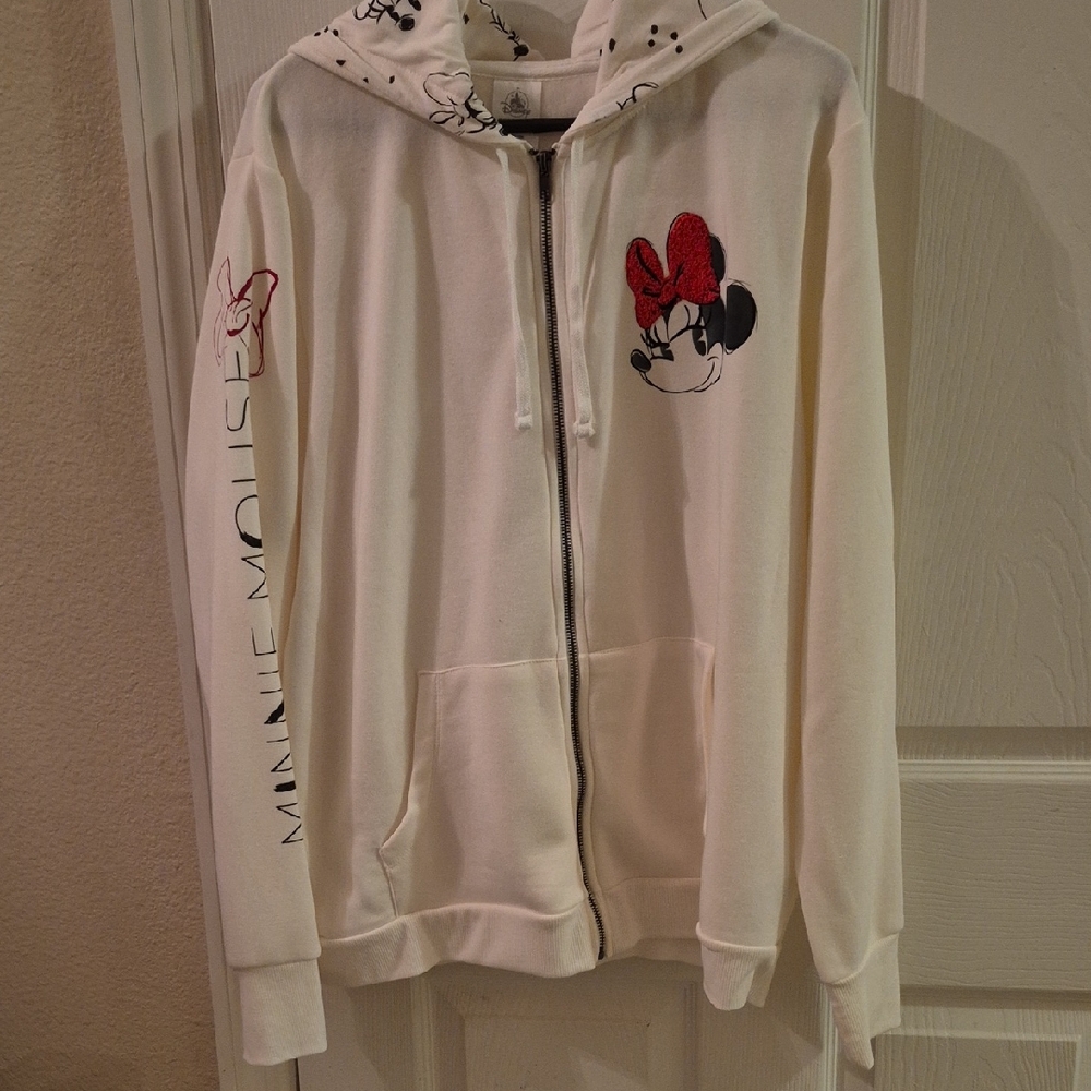 Disney Minnie Mouse White Hoodie with Red Accents